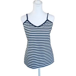 George & Martha navy white striped sleeveless cotton spandex top size M